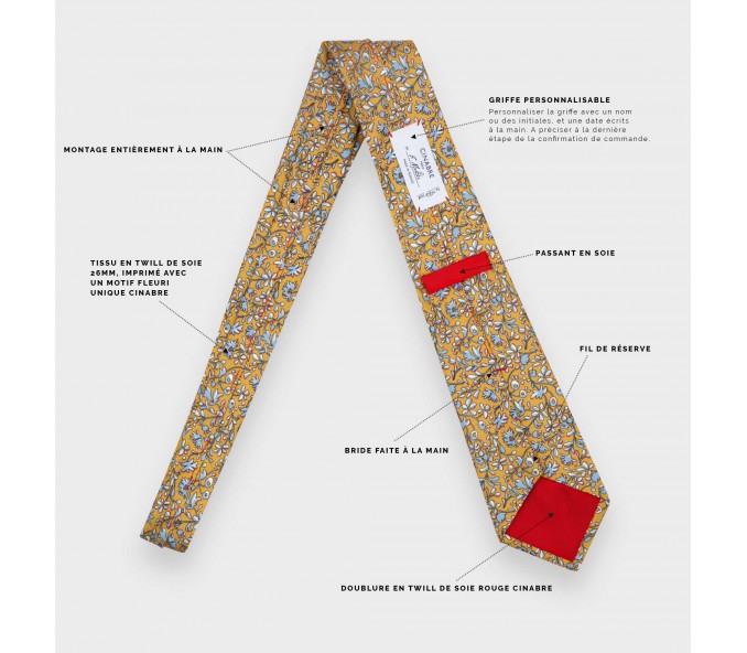 Cinabre Cravate Fleuri Cinabre Moutarde