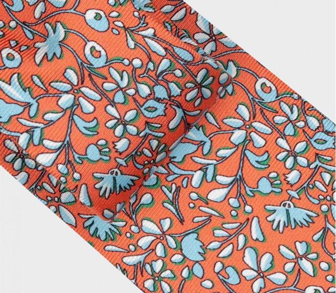 Cinabre Cravate Fleuri Cinabre Orange