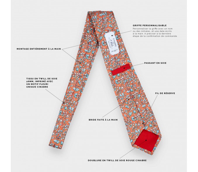 Cinabre Cravate Fleuri Cinabre Orange