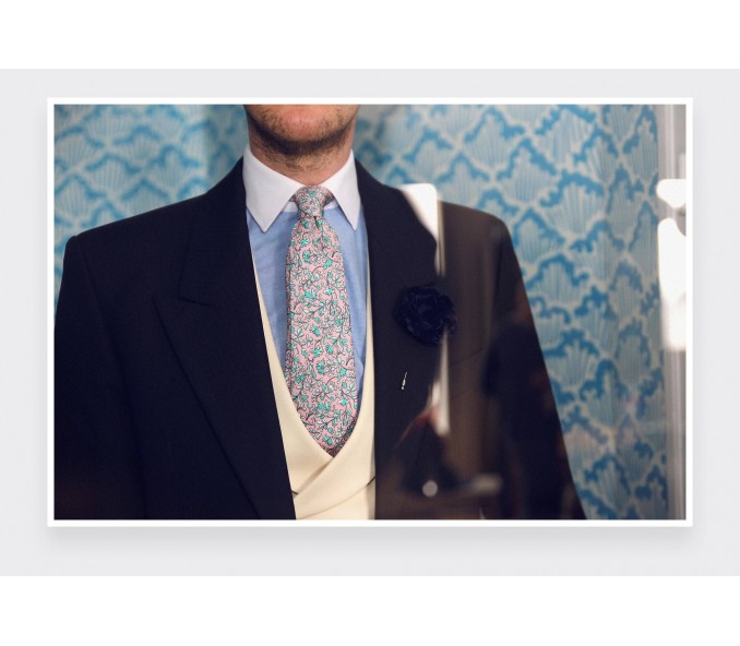 Cinabre Cravate Fleuri Cinabre Rose Pâle