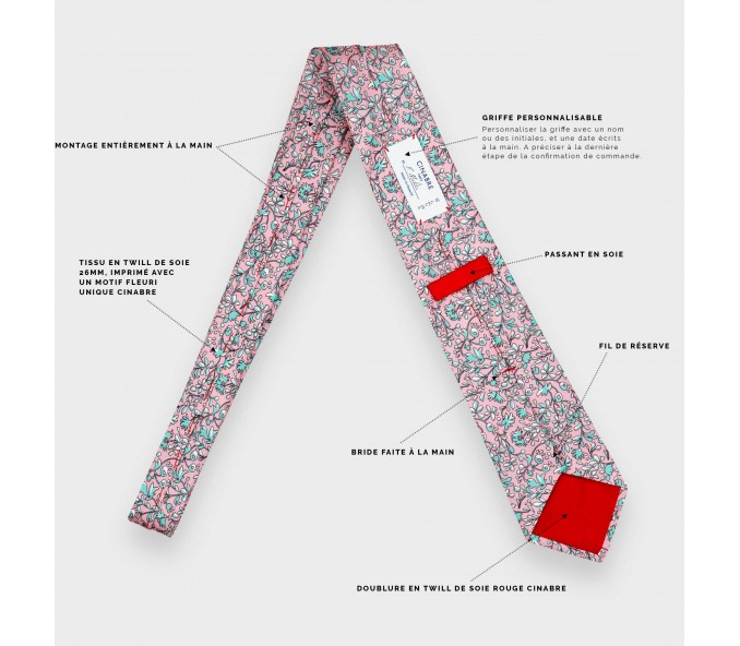 Cinabre Cravate Fleuri Cinabre Rose Pâle