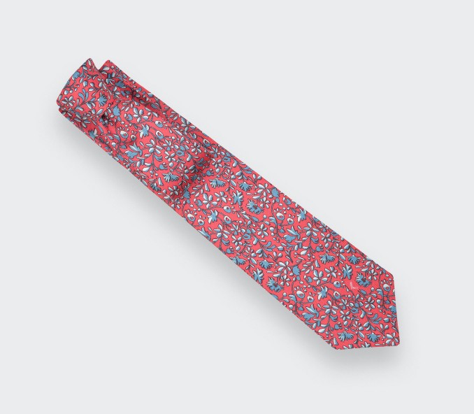 cinabre Cravate Fleuri Cinabre Rouge Corail