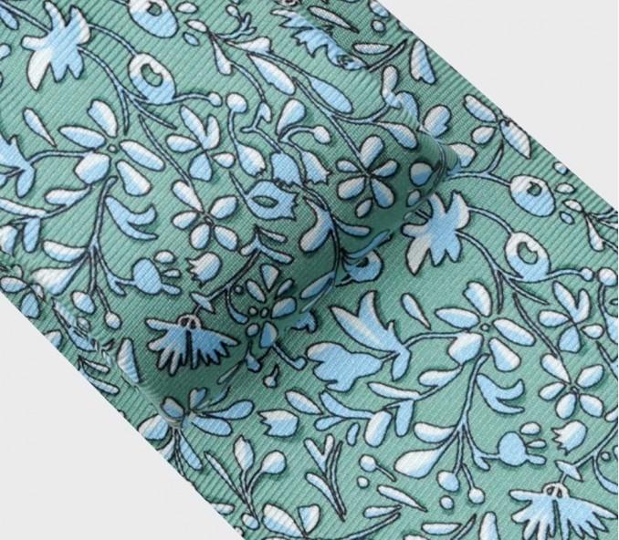 Cinabre Cravate Fleuri Cinabre Vert Sauge