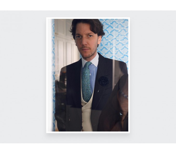 Cinabre Cravate Fleuri Cinabre Vert Sauge