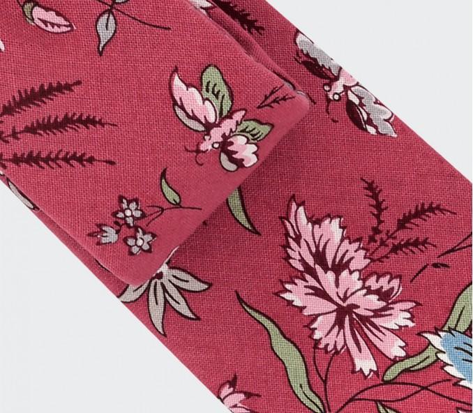 Cinabre Cravate Fleuri Framboise