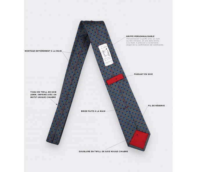 Cinabre Cravate Grand Pan Gris