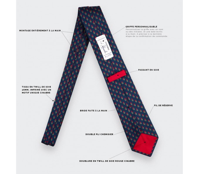 Cinabre Cravate Grand Pan Marine Vert