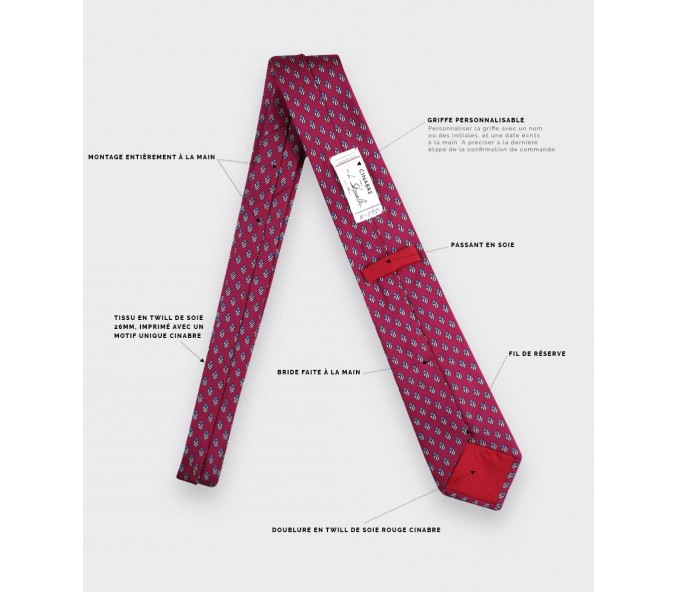 Cinabre Cravate Grand Pan Rose Vif