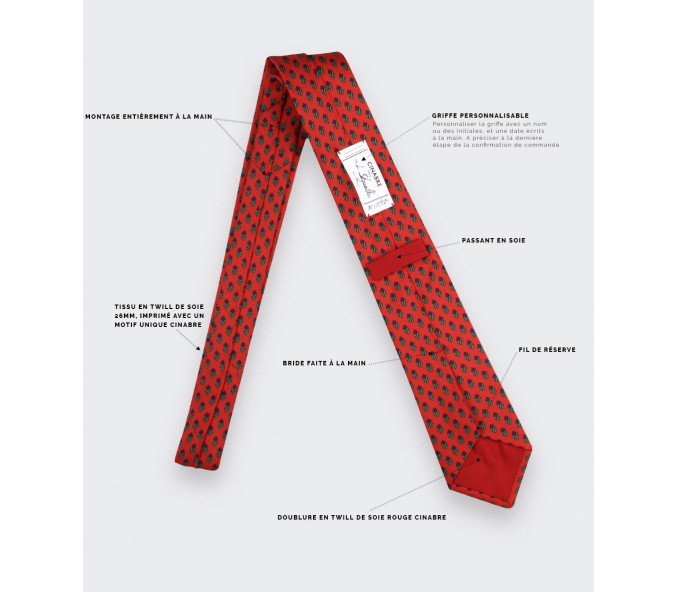 Cinabre Cravate Grand Pan Rouge