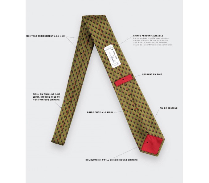 Cinabre Cravate Grand Pan Vert Olive