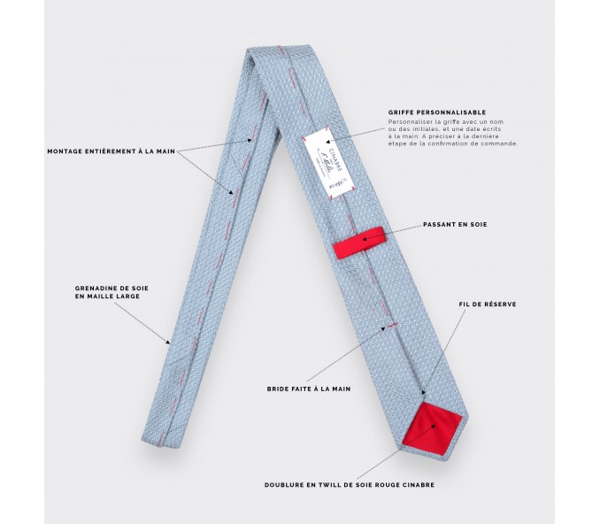 Cinabre Cravate Grenadine De Soie Bleu Ciel