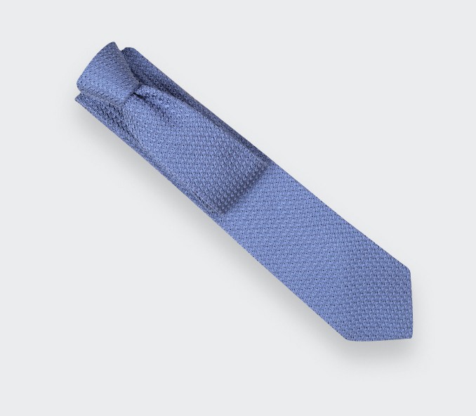 cinabre Cravate Grenadine de Soie Bleu Denim