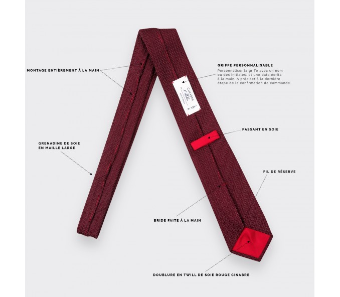 Cinabre Cravate Grenadine De Soie Bordeaux