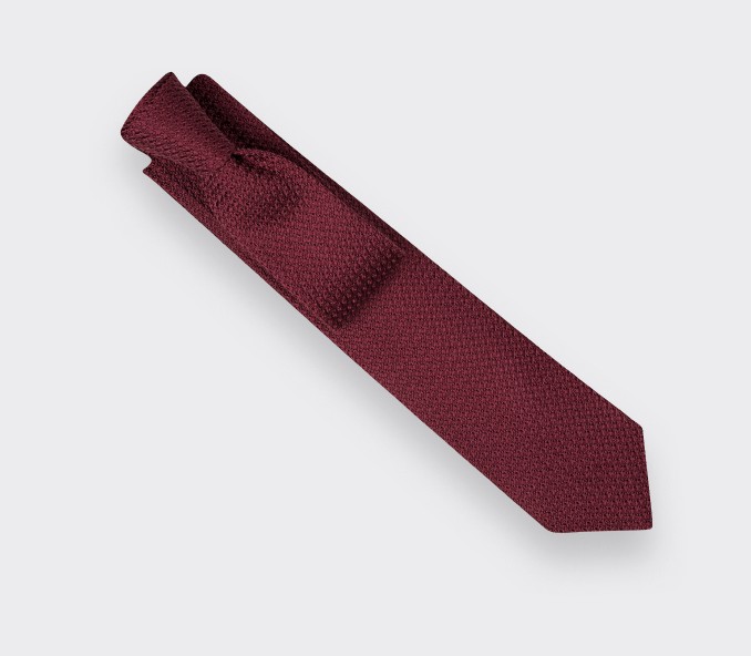 cinabre Cravate Grenadine de Soie Bordeaux