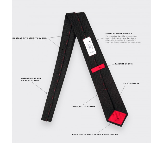 Cinabre Cravate Grenadine De Soie Noire