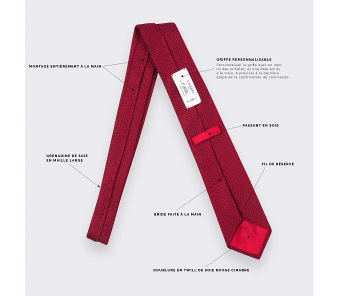 Cinabre Cravate Grenadine De Soie Rouge