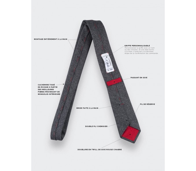 Cinabre Cravate Kevlar Gris