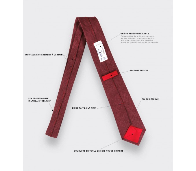 Cinabre Cravate Lin Bordeaux