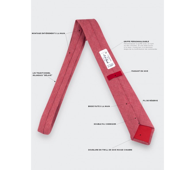 Cinabre Cravate Lin Framboise