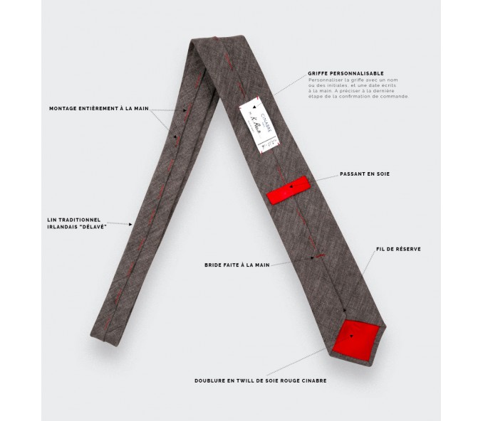 Cinabre Cravate Lin Marron Foncé