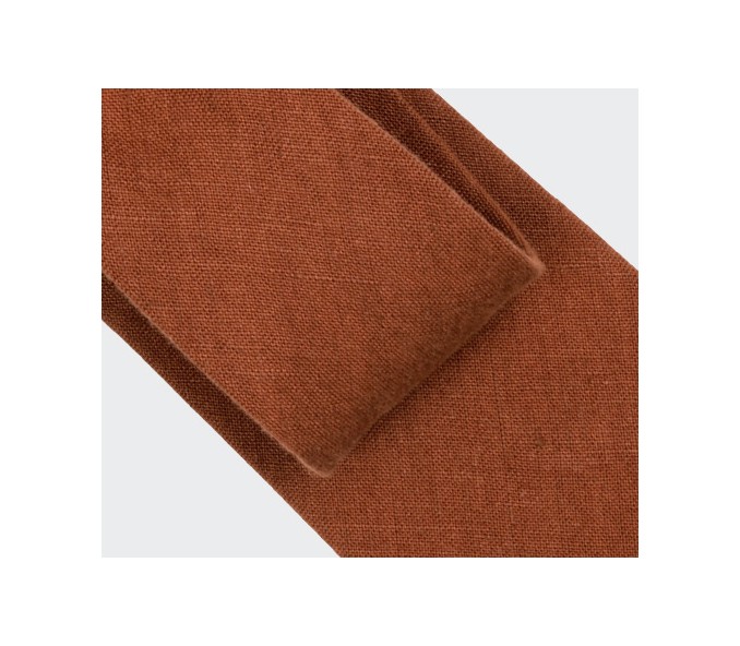 Cinabre Cravate Lin Terracotta