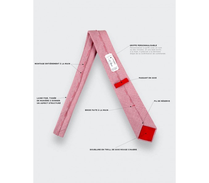 Cinabre Cravate Maille Rose Pâle