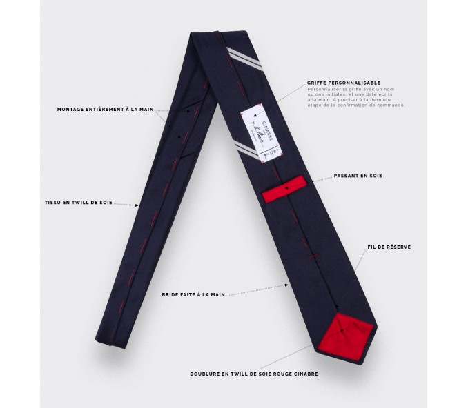 Cinabre Cravate Monorayure Blanche