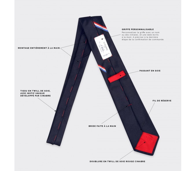 Cinabre Cravate Monorayure Bleu Blanc Rouge
