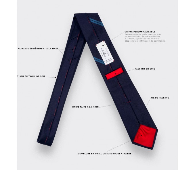 Cinabre Cravate Monorayure Bleue