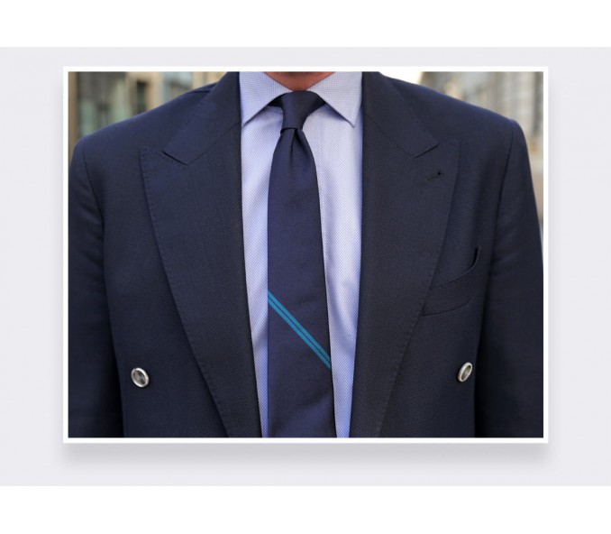 Cinabre Cravate Monorayure Bleue