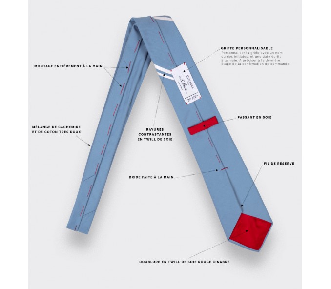 Cinabre Cravate Monorayure Piécée Ciel