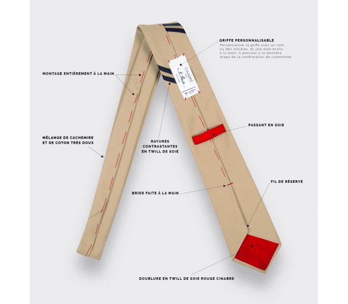Cinabre Cravate Monorayure Piécée Sable