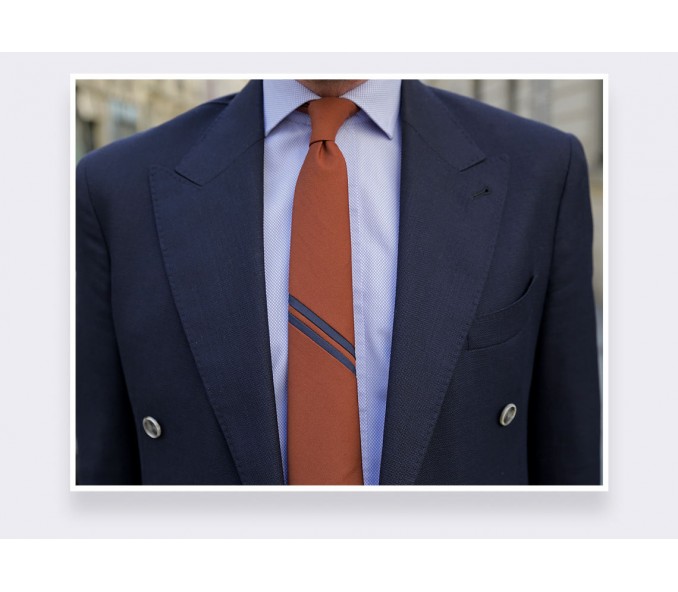 Cinabre Cravate Monorayure Piécée Terracotta