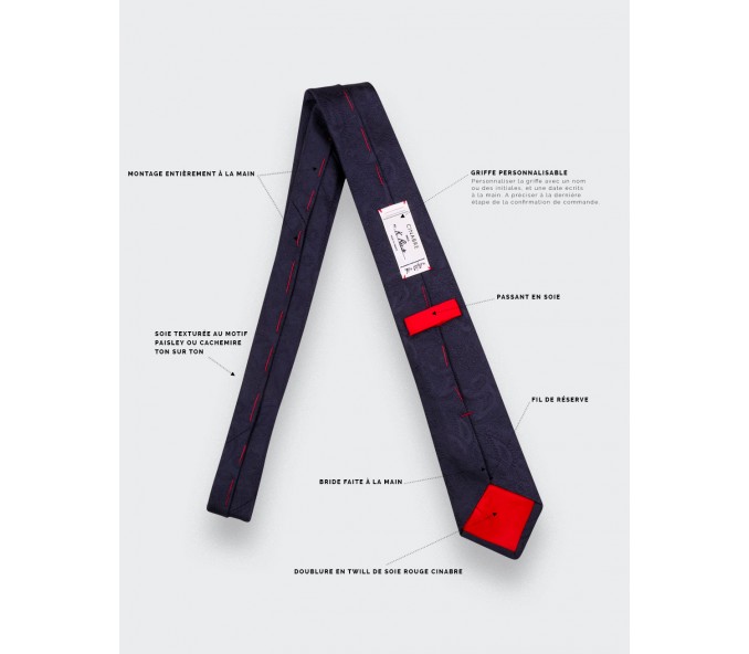 Cinabre Cravate Paisley Camaïeu Marine