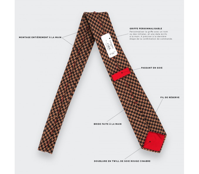 Cinabre Cravate Pied De Poule Beige