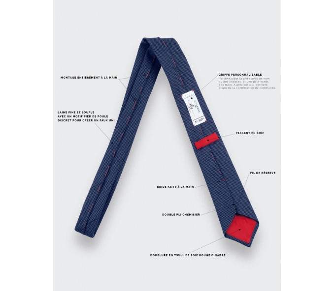 Cinabre Cravate Pied De Poule Bleu