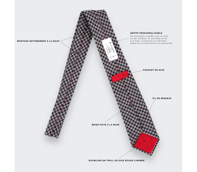 Cinabre Cravate Pied De Poule Gris