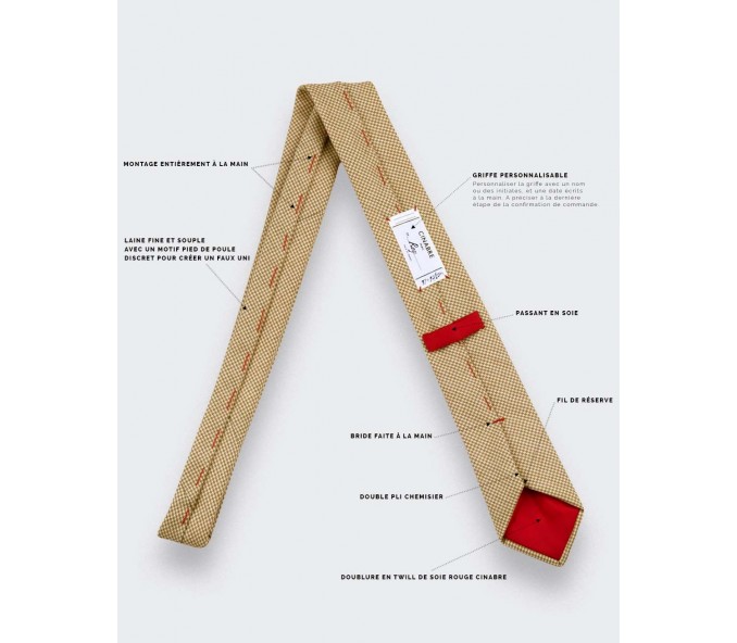 Cinabre Cravate Pied De Poule Jaune