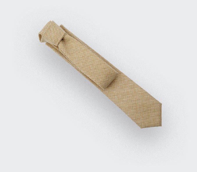 cinabre Cravate Pied de Poule Jaune