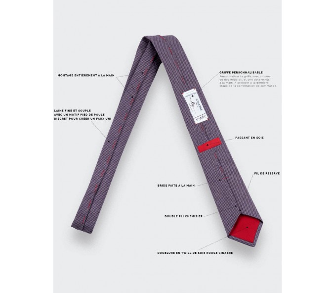 Cinabre Cravate Pied De Poule Mauve