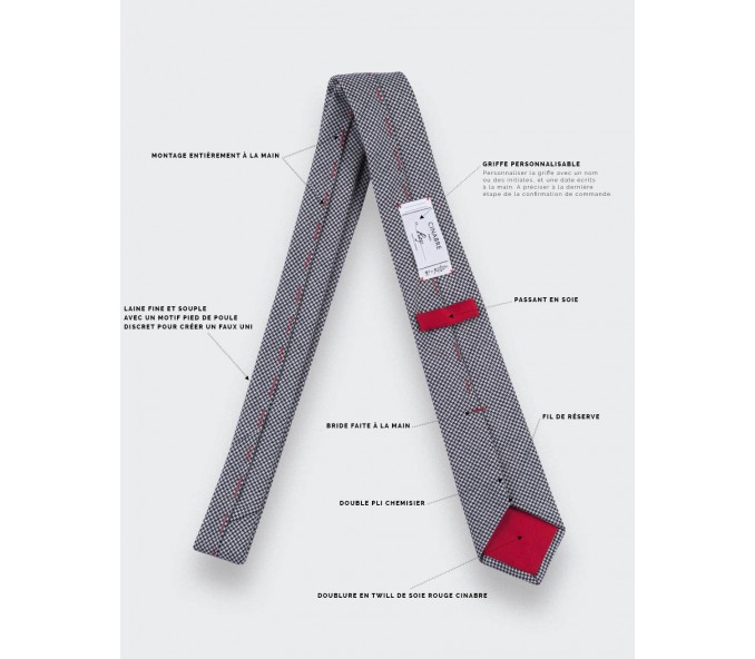 Cinabre Cravate Pied De Poule Noir Et Blanc