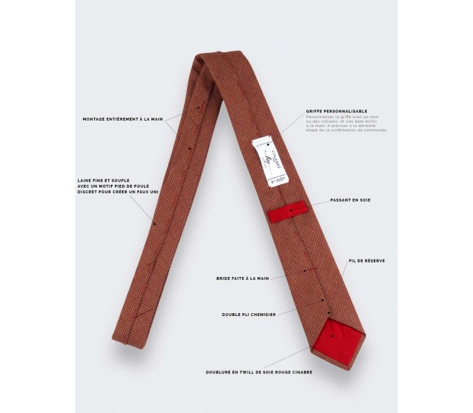 Cinabre Cravate Pied De Poule Rouille