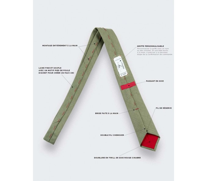 Cinabre Cravate Pied De Poule Vert