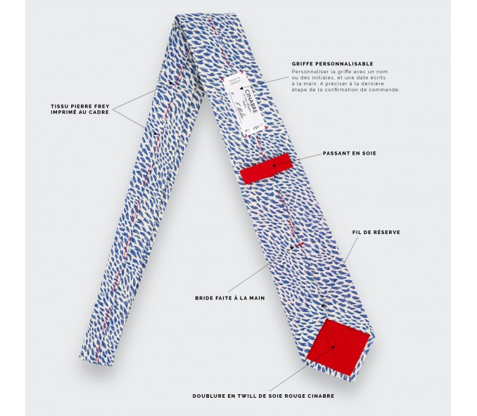 Cinabre Cravate Plumettes Bleu