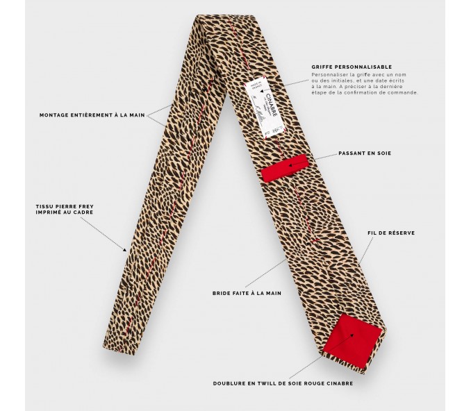 Cinabre Cravate Plumettes Marron Crème