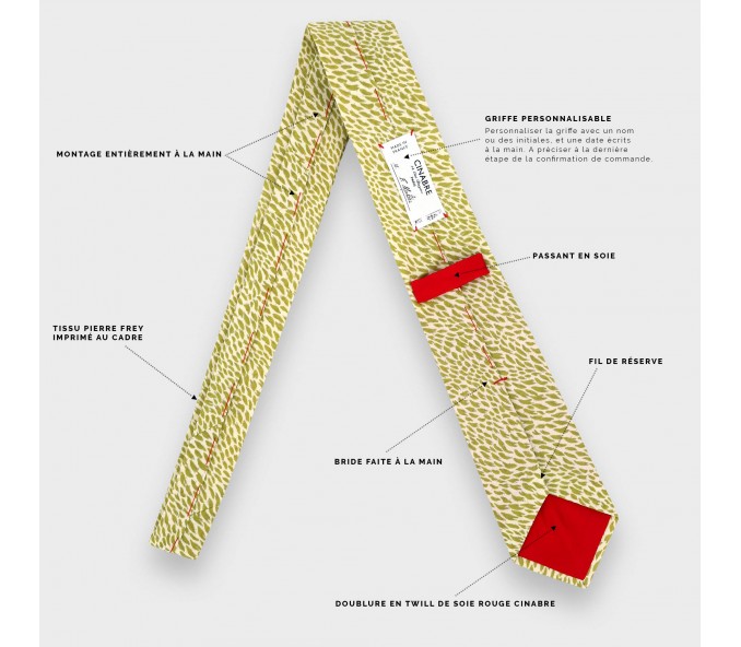 Cinabre Cravate Plumettes Vert
