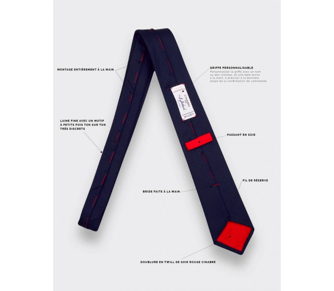 Cinabre Cravate Pois Camaïeu Marine