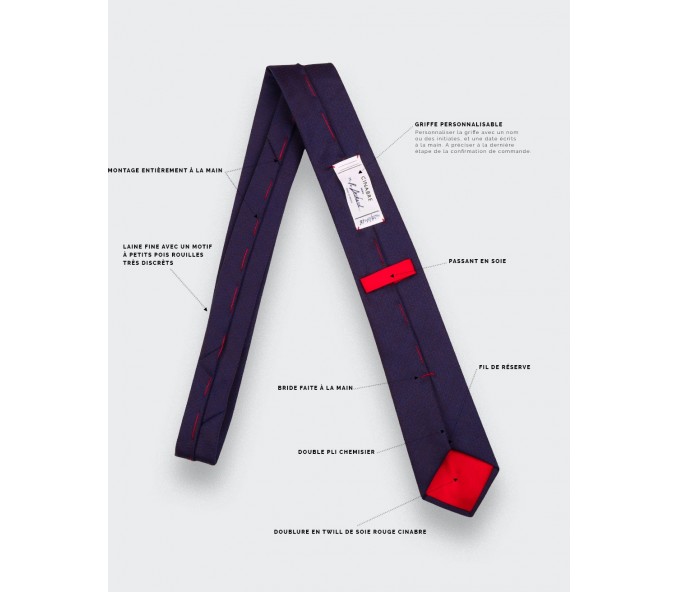 Cinabre Cravate Pois Marine Rouille