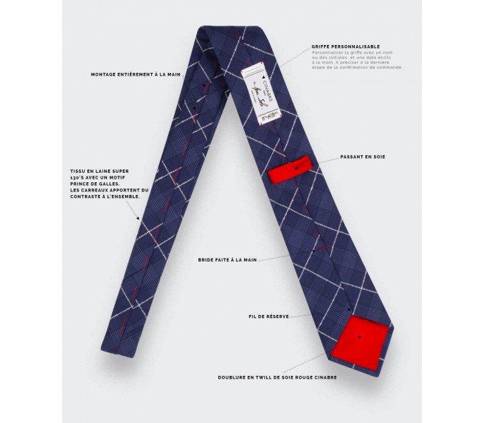 Cinabre Cravate Prince De Galles Rayé Blanc