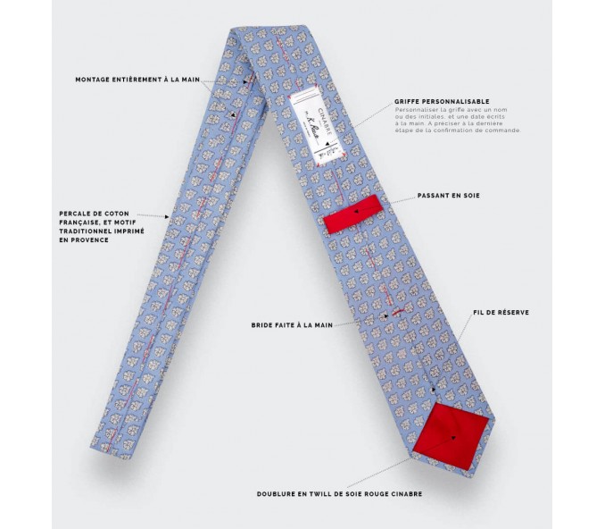 Cinabre Cravate Provence Bleu Ciel